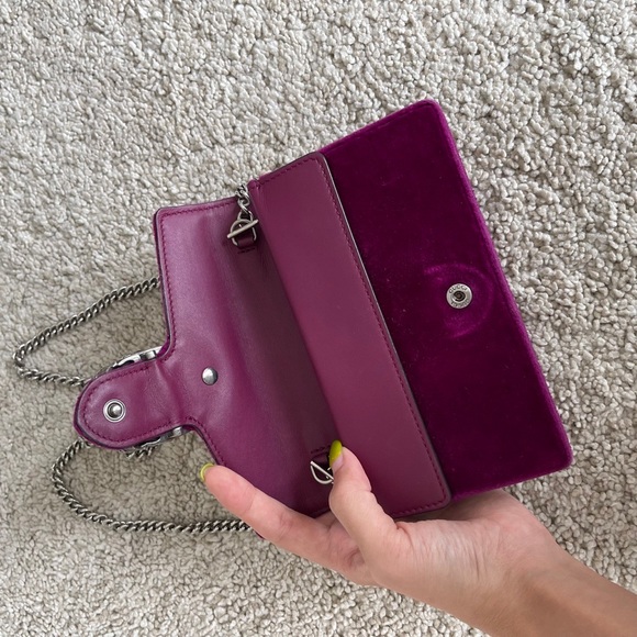 Like New Velvet Super Mini Dionysus Shoulder Bag Fuchsia - Picture 8 of 15